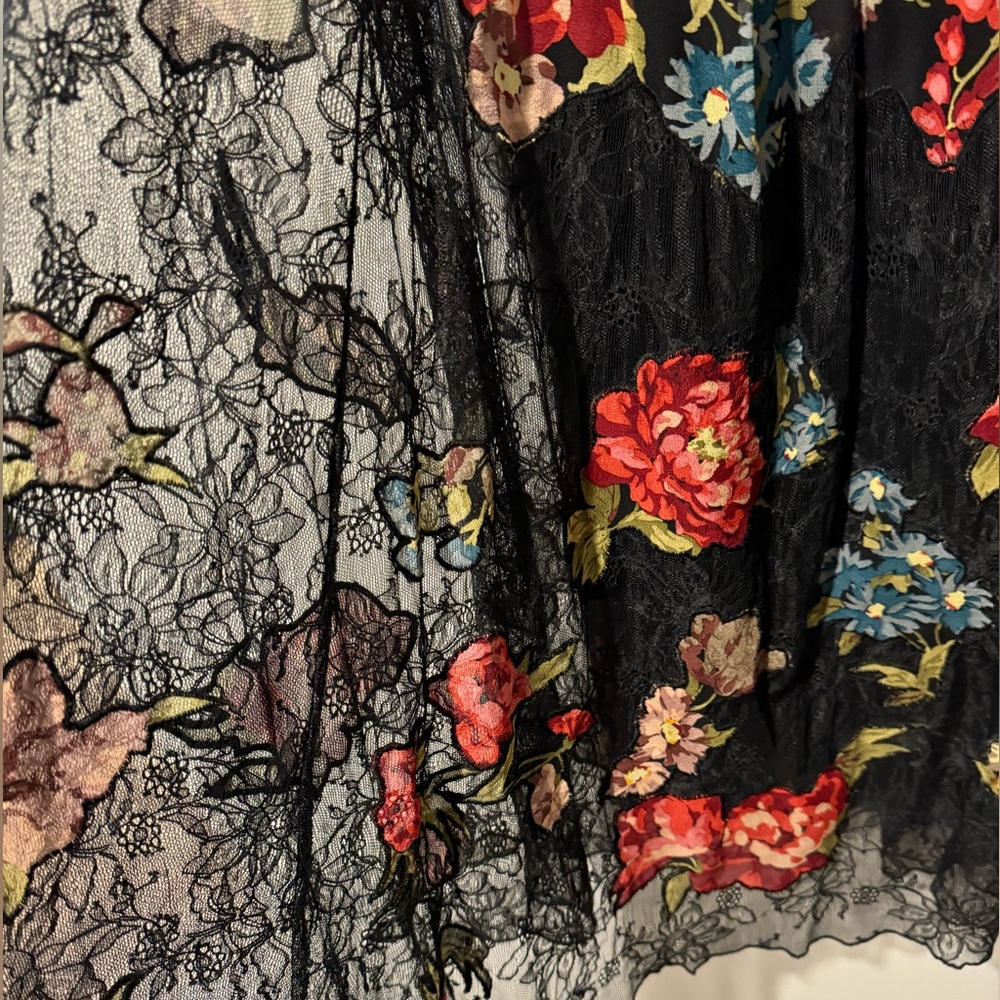 Rickie Freeman for Teri Jon Women’s black floral print skirt size 12 - Picture 8 of 12